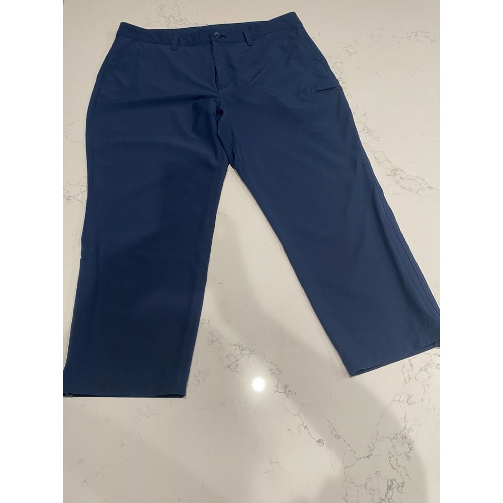 Eddie Bauer Ripstop Crop Pants Women 14 Blue Hiking Capri Stretch Cargo Gorpcore